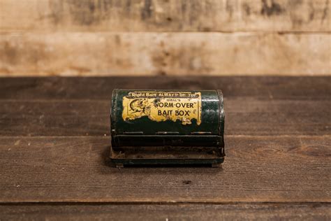 vintage metal worm box|fishing worm boxes vintage.